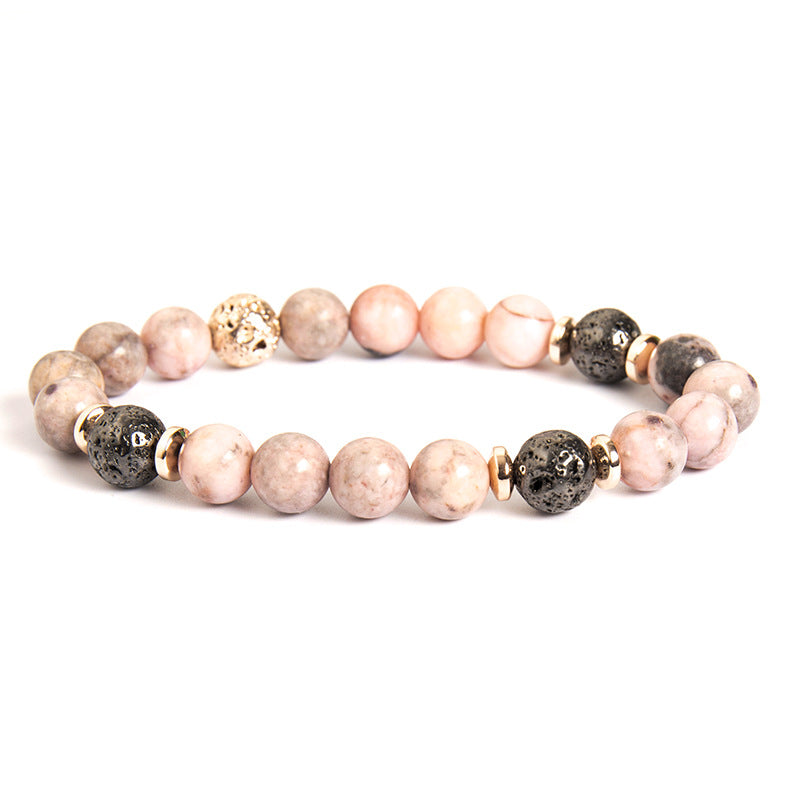 Pink Zebra Stone Beaded Bracelet
