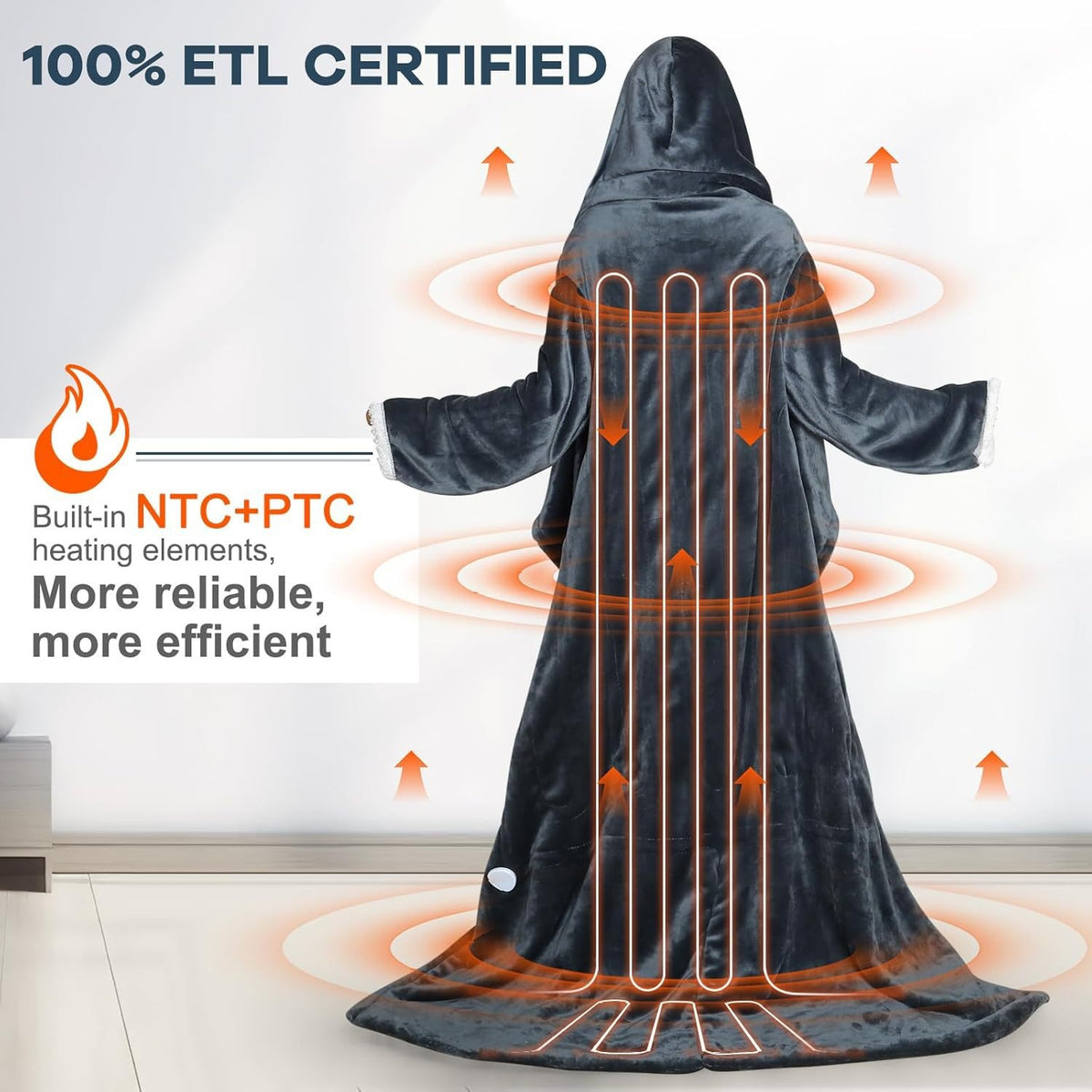 Wearable Heated Blanket with Hood