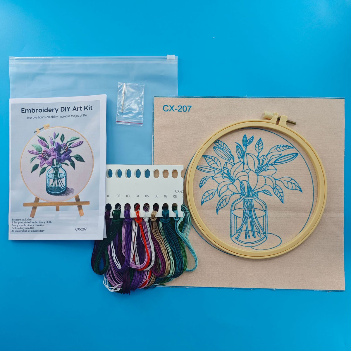Purple Lily Stamped Embroidery Cloth