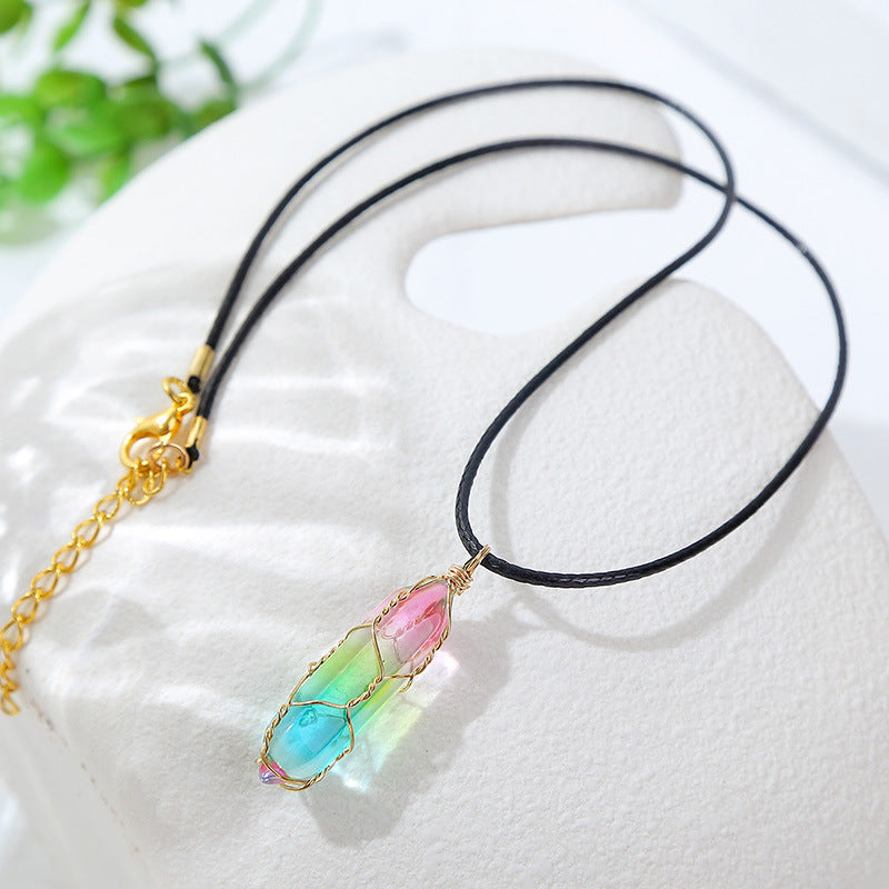 Geometric Crystal Pendant Necklace