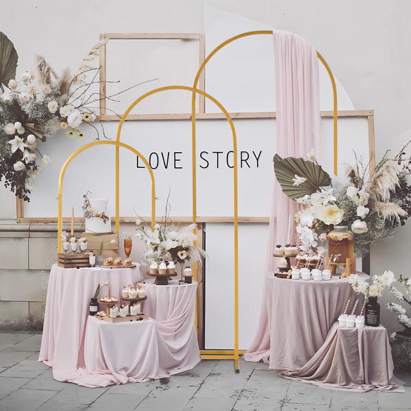 Gold Metal Wedding Arch Set (3 pcs)