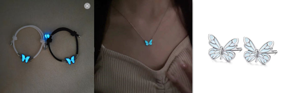 Glow-in-the-Dark Butterfly Necklace & Bracelet