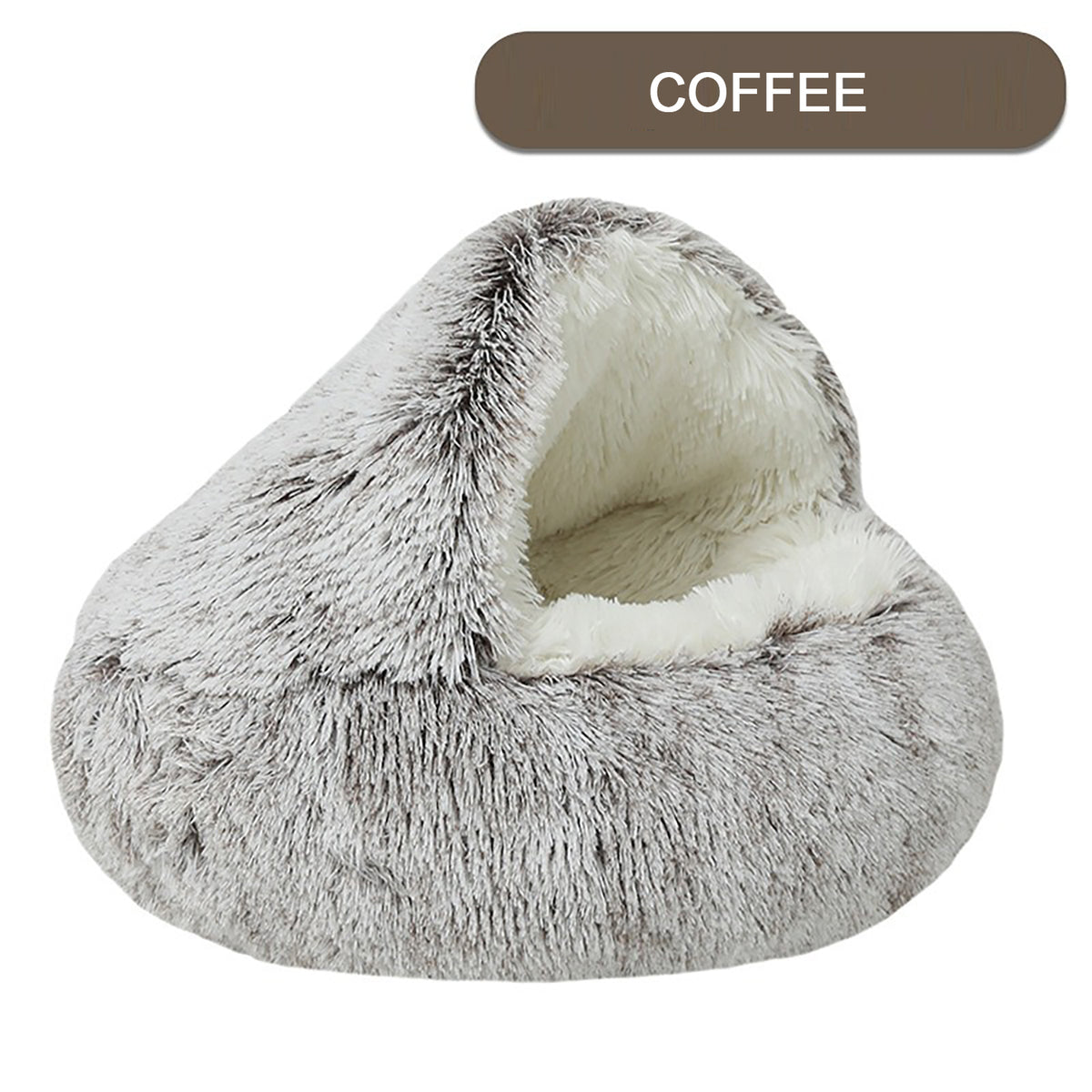 Hooded Plush Donut Cat Bed