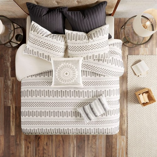 Embroidered Cotton Throw Pillow
