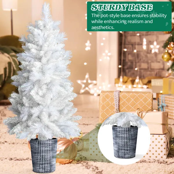 4 ft White Artificial Christmas Tree with Pot