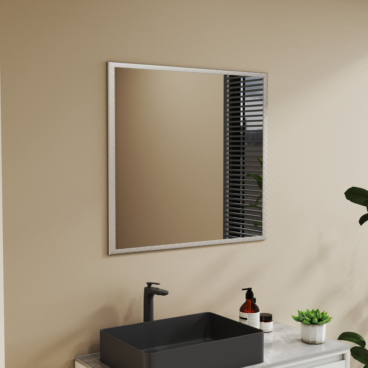 32-Inch Silver Frame Wall Mirror