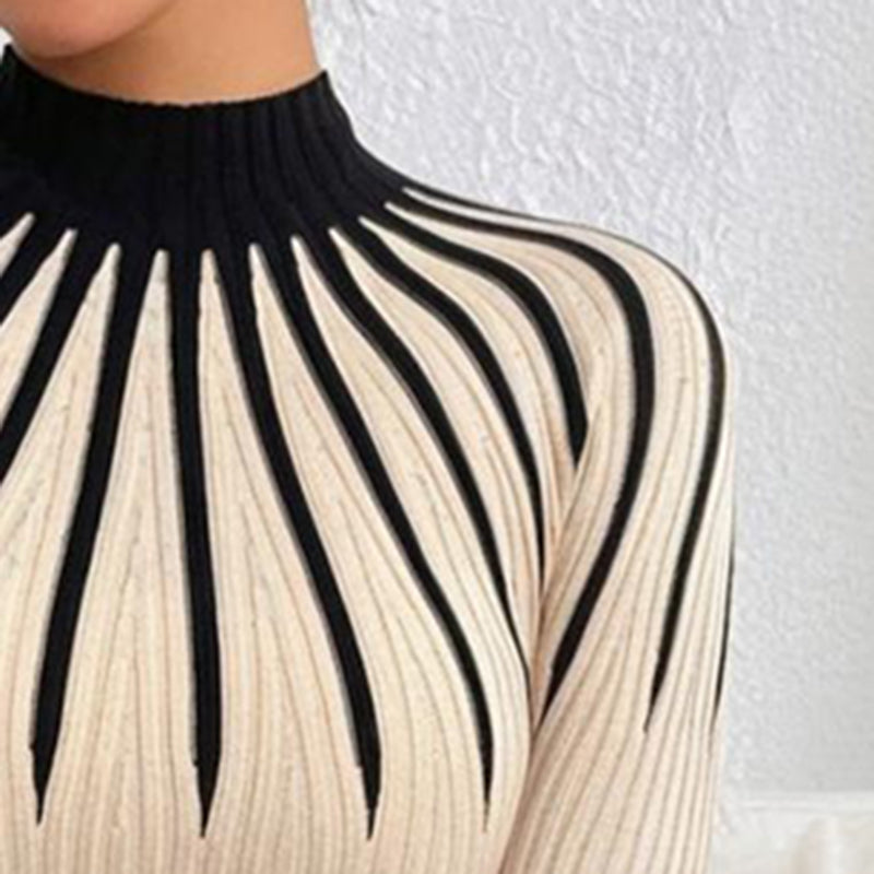 Ribbed Mock-Neck Sweater
