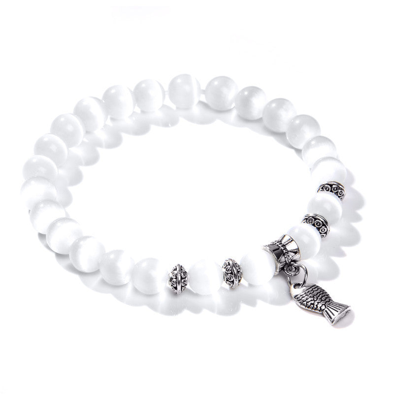 Opalite Bead Charm Bracelet