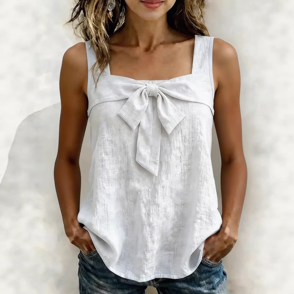 Women's Square-Neck Linen-Blend Tank