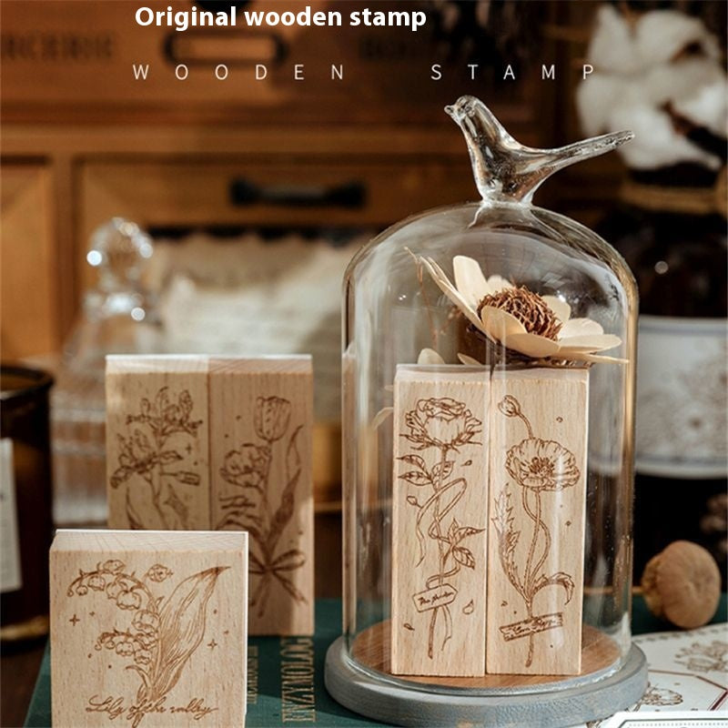 Vintage Flower Wooden Stamp