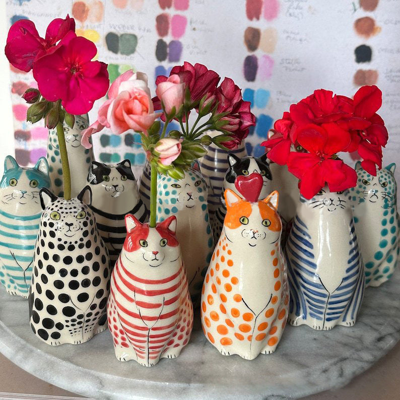 Mini Polka-Dot Cat Vase