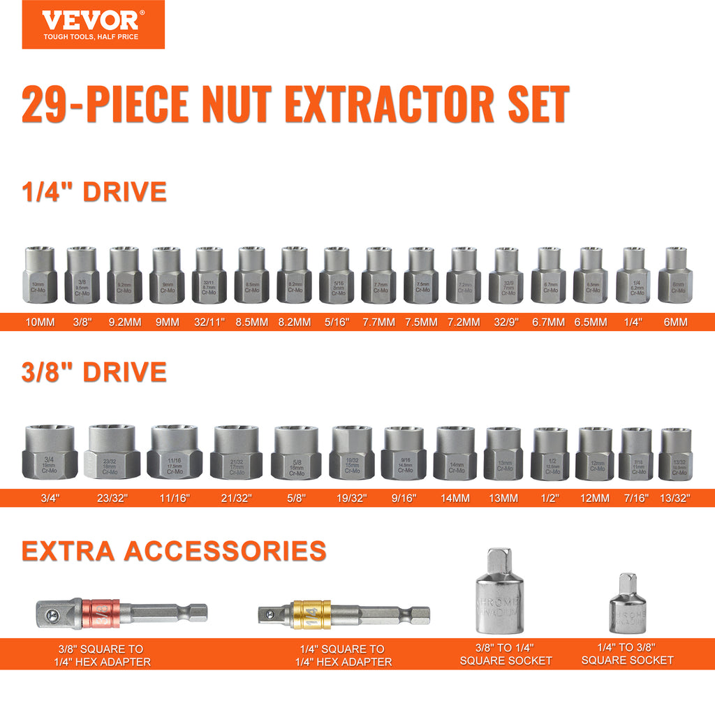 29-Piece Bolt Extractor Set