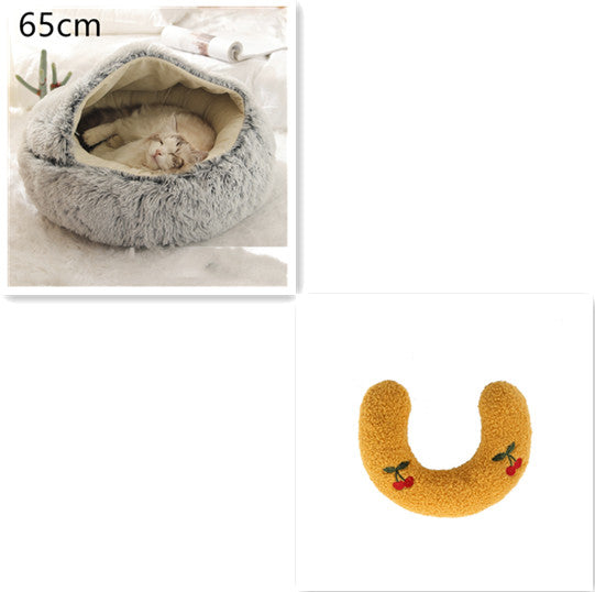2-in-1 Plush Pet Bed & Cave