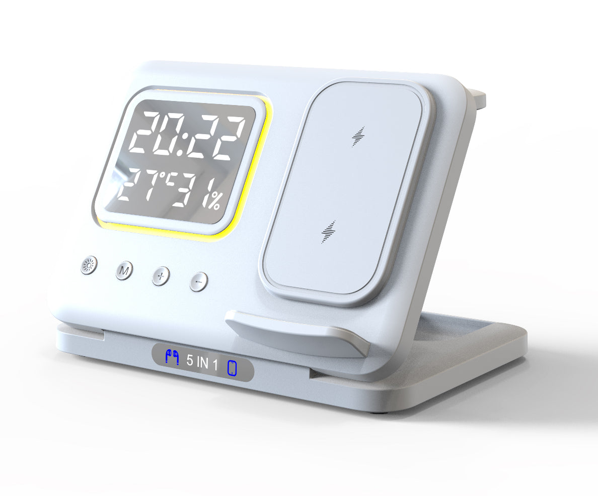 5-in-1 Wireless Charger with Alarm Clock