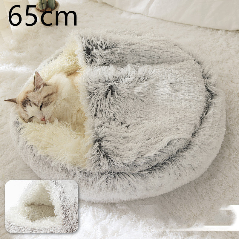 2-in-1 Plush Pet Bed & Cave