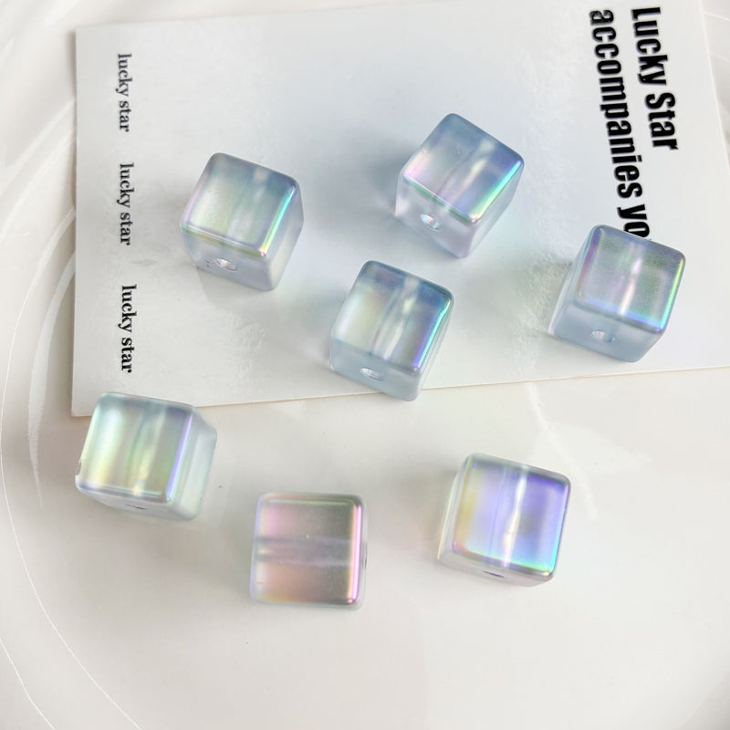 Iridescent Acrylic Cube Beads