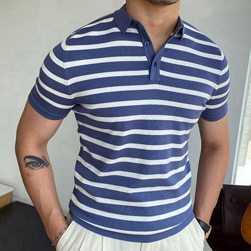 Men's Striped Business Polo