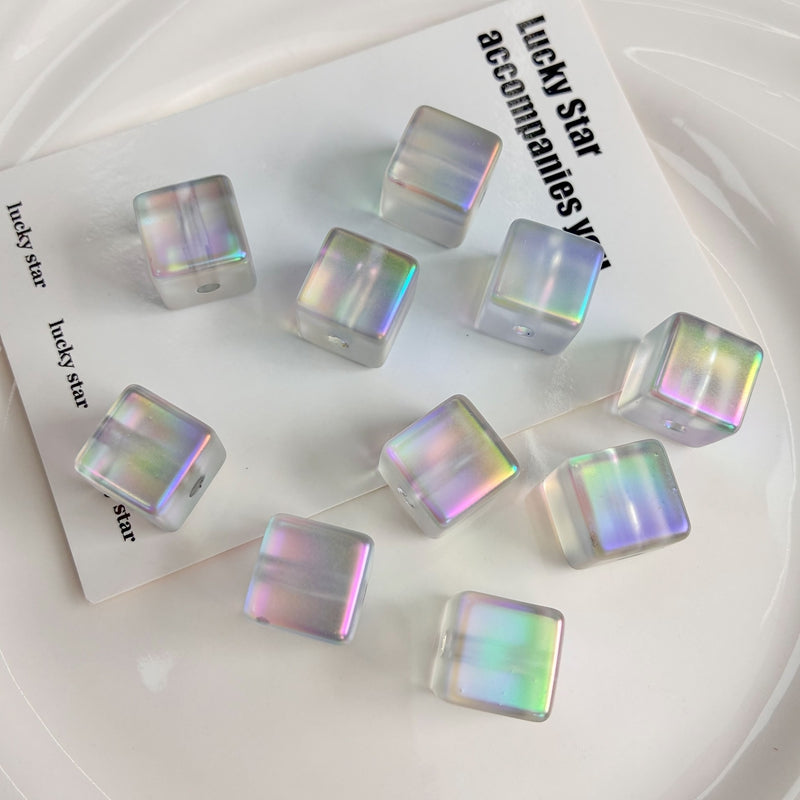 Iridescent Acrylic Cube Beads