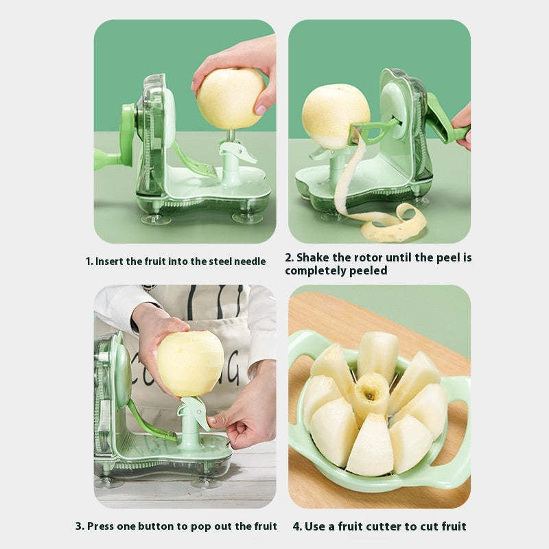 2-in-1 Hand-Crank Fruit Peeler & Cutter