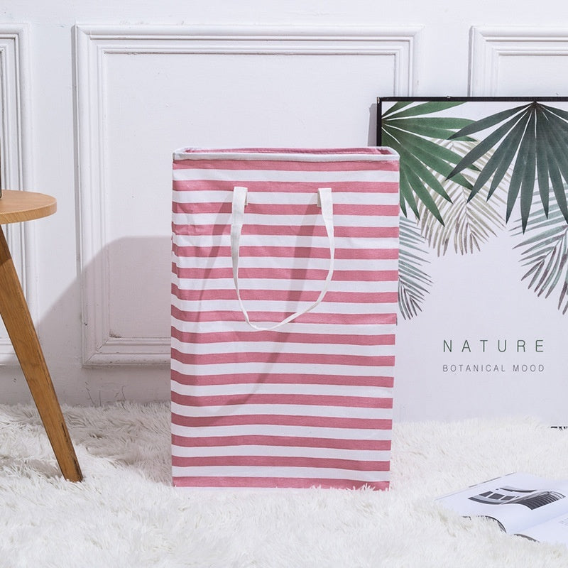 Foldable Striped Laundry Basket
