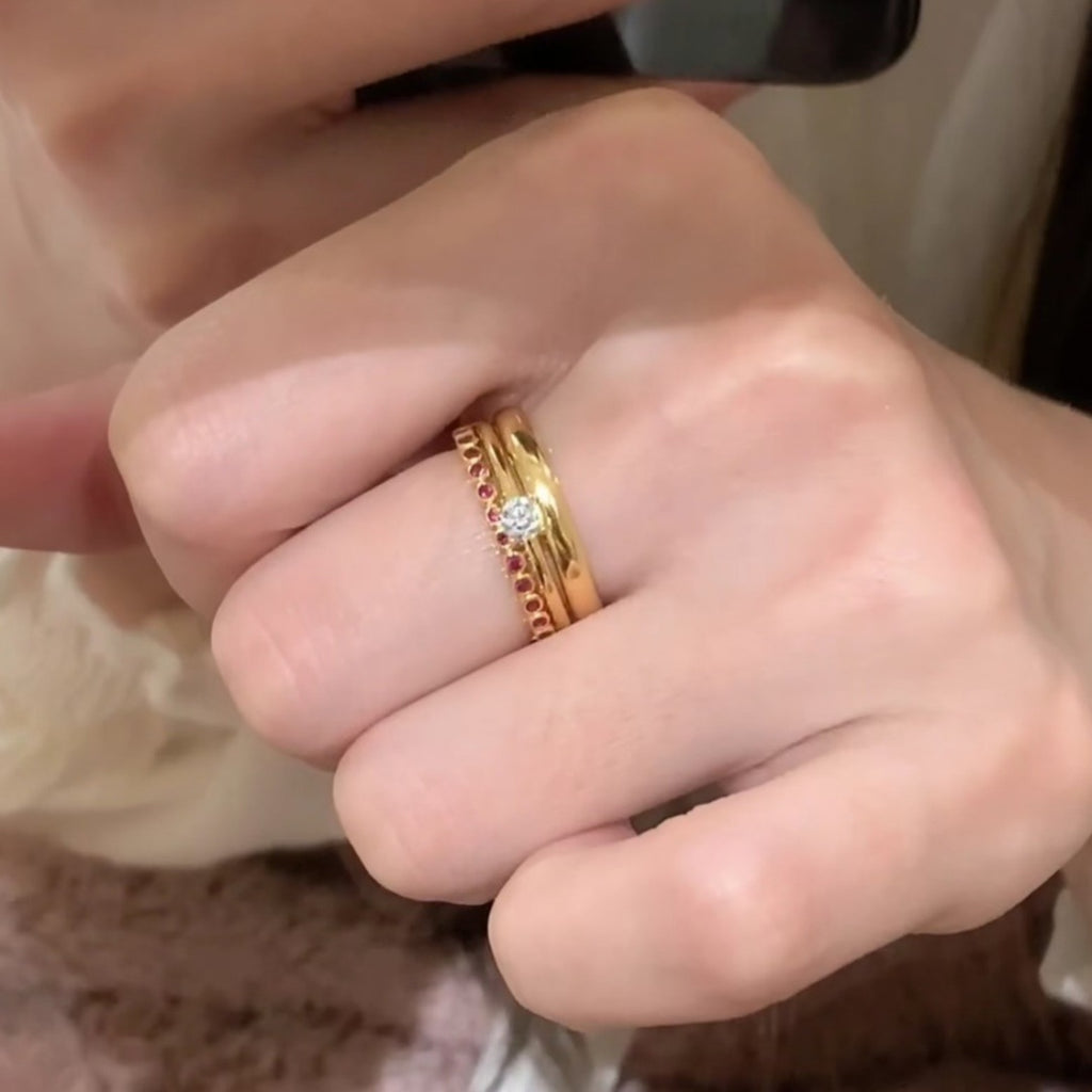 Red Crystal Dot Ring