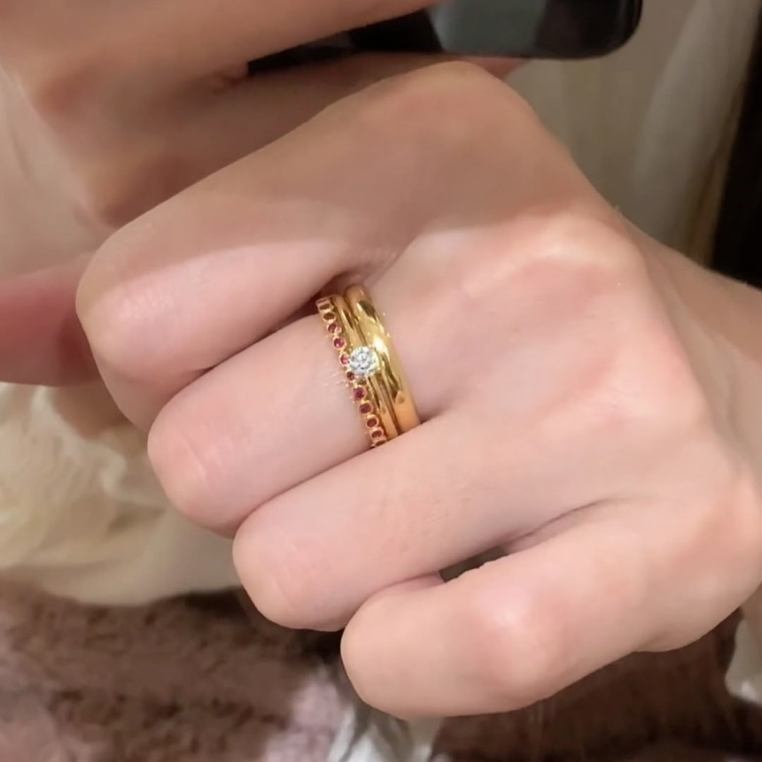 Red Crystal Dot Ring