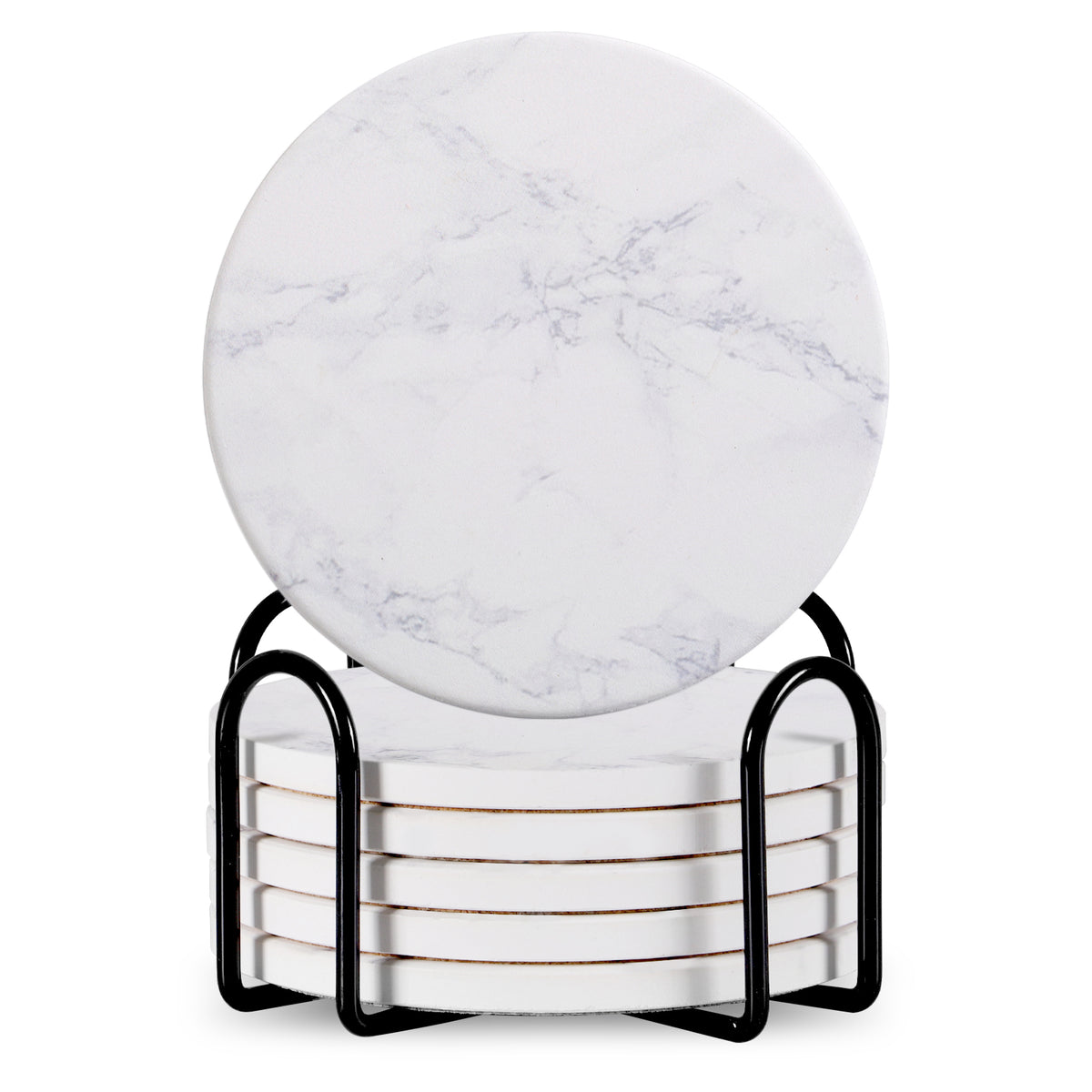 Marble Ceramic Coasters with Stand (6)