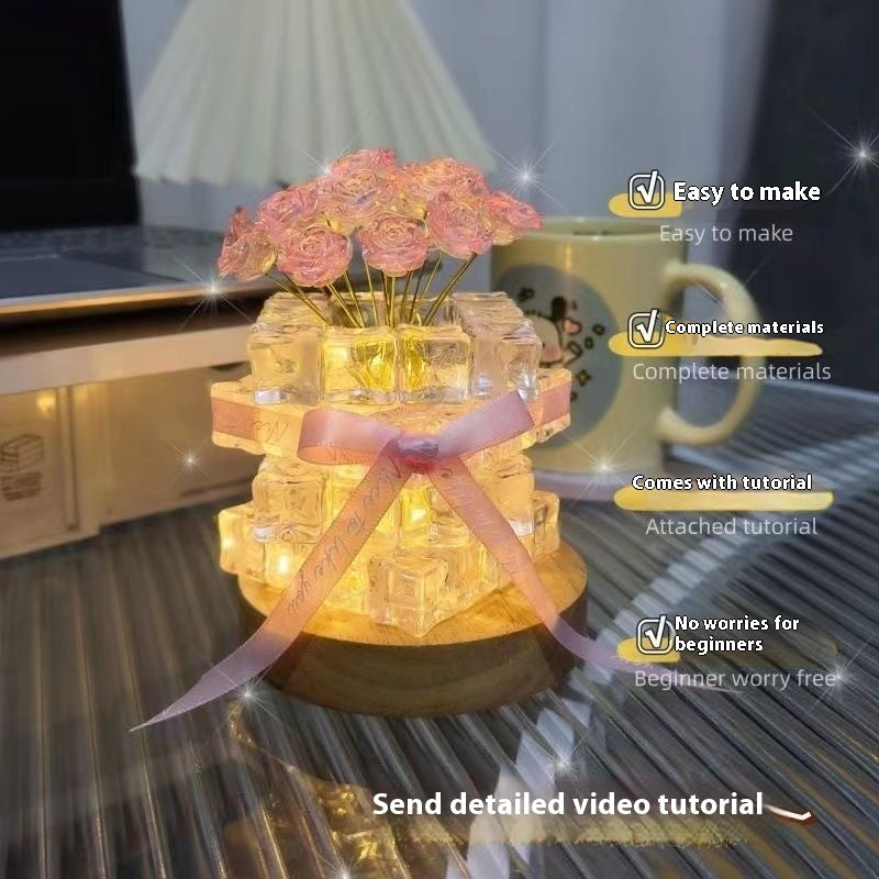 DIY Ice Cube Rose Night Light