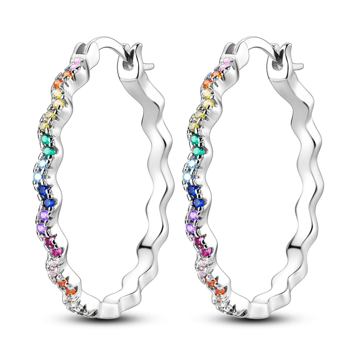 Colorful Rhinestone Wave Earrings