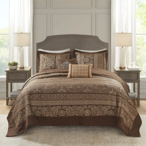 5-Piece Reversible Jacquard Bedspread Set (Queen)