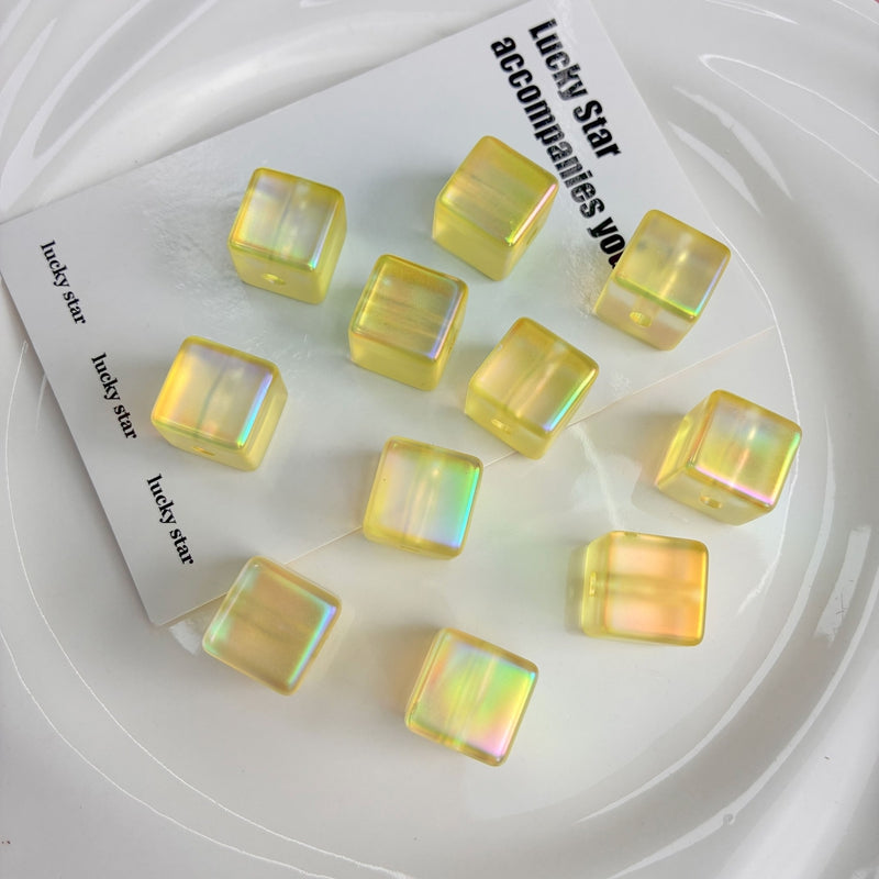 Iridescent Acrylic Cube Beads
