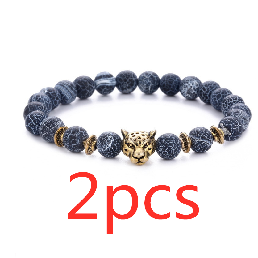 Leopard Head Agate Bead Bracelet