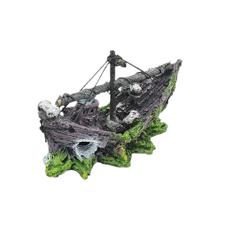 Mini Fishing Boat Aquarium Ornament