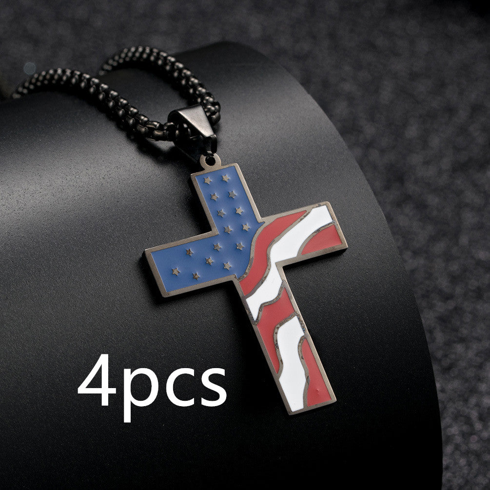 American Flag Cross Necklace