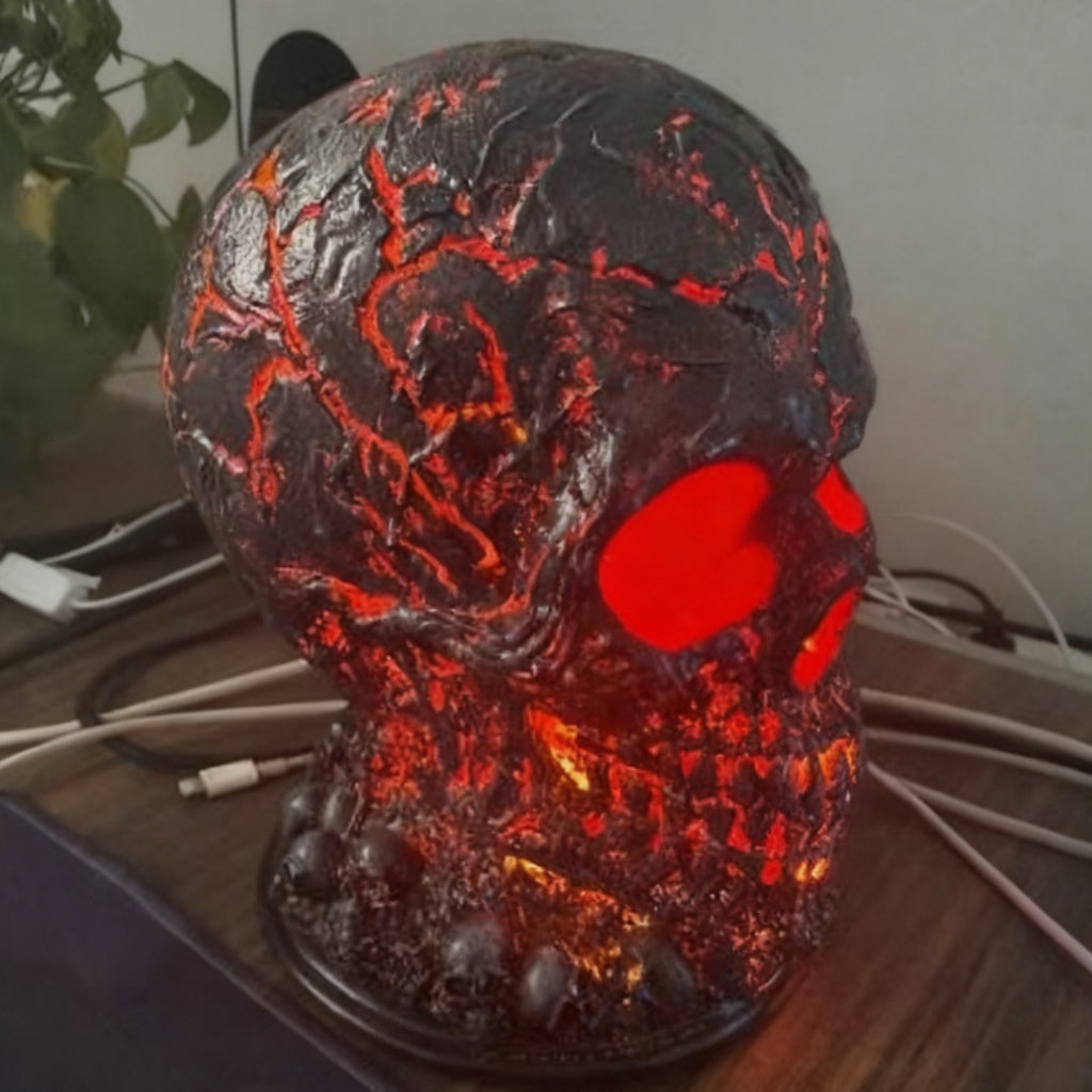 Lava Stone Skull Lamp