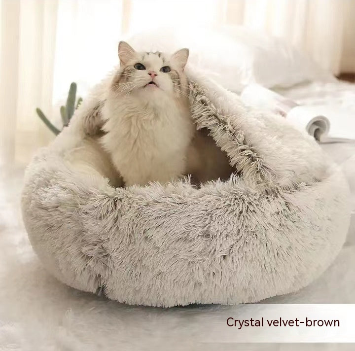 2-in-1 Plush Pet Bed & Cave