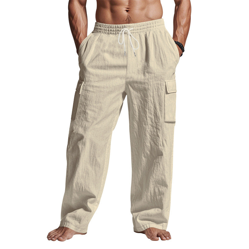 Men's Linen Wide-Leg Cargo Pants