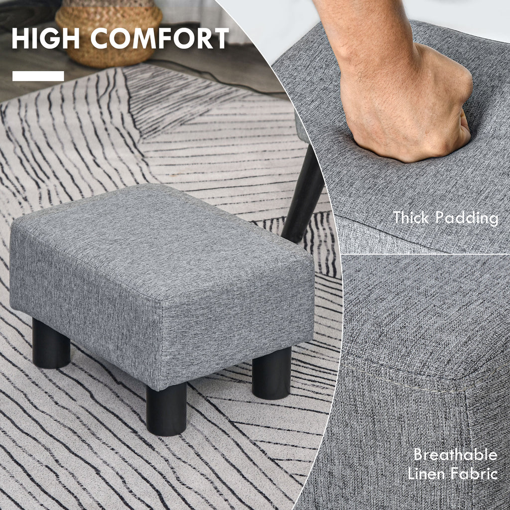 Linen Cube Ottoman Pouf