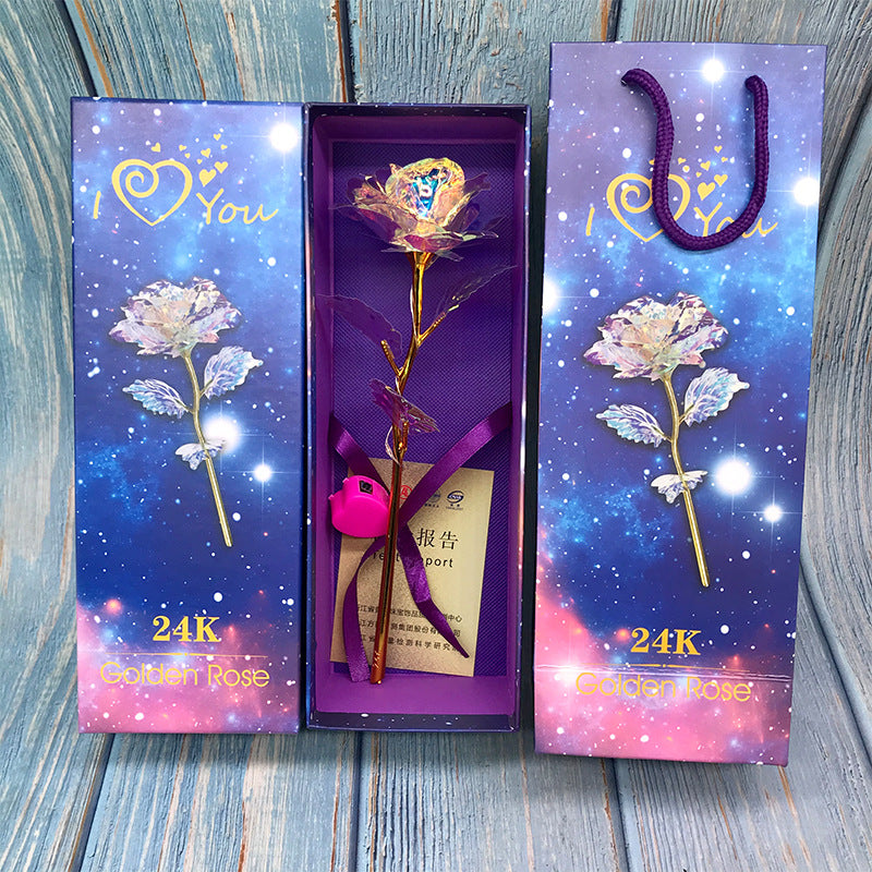 Gold-Foil Rose with Light-Up Stand
