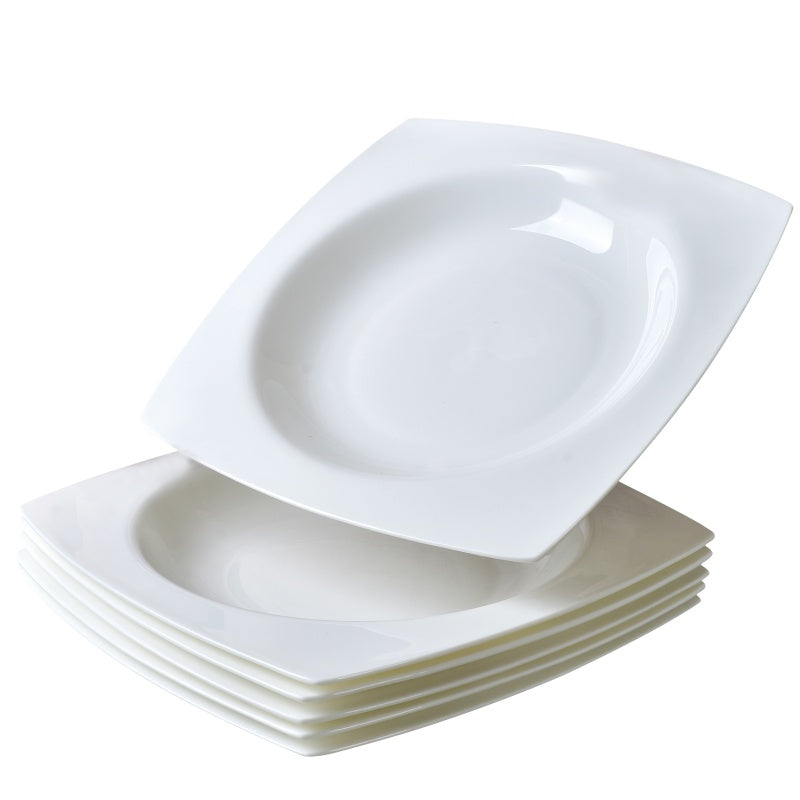 White Bone China Square Plates (Set of 6)
