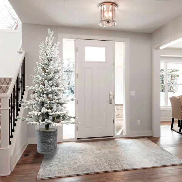 4.5 ft Pre-Lit Flocked Basin Tree