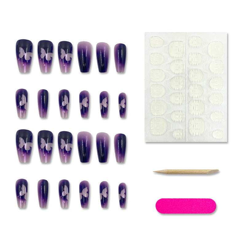 Purple Cat-Eye Butterfly Press-On Nails