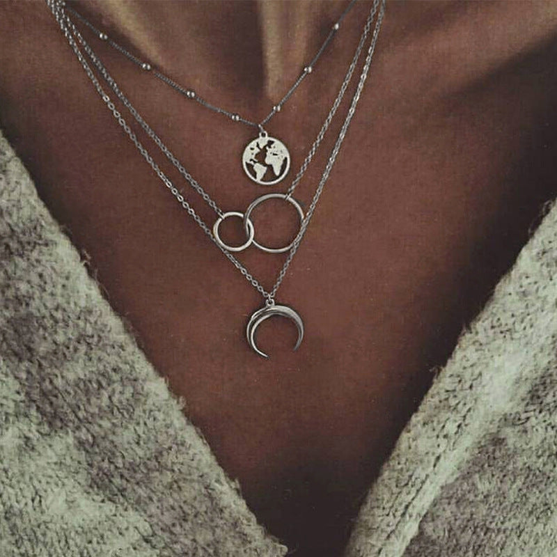 Layered Boho Moon Necklace