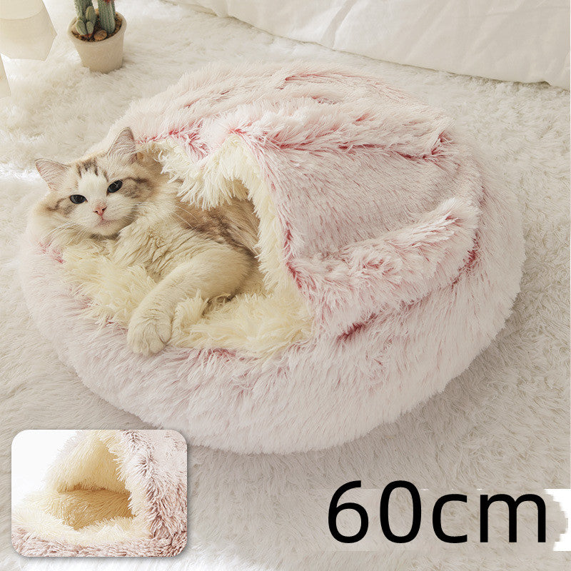2-in-1 Plush Pet Bed & Cave