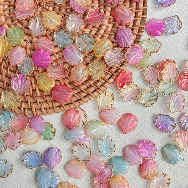 Gold-Trim Shell Leaf Beads