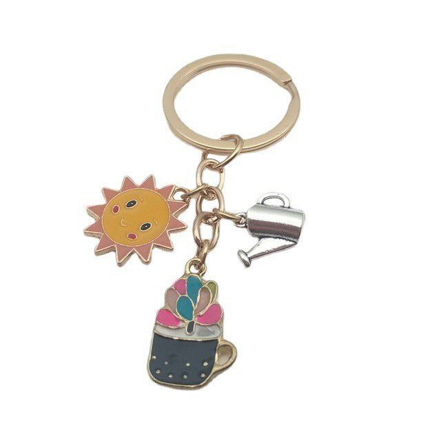 Cactus & Sun Keychain