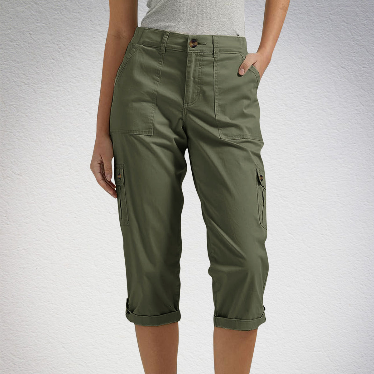 High-Waist Cropped Cargo Pants