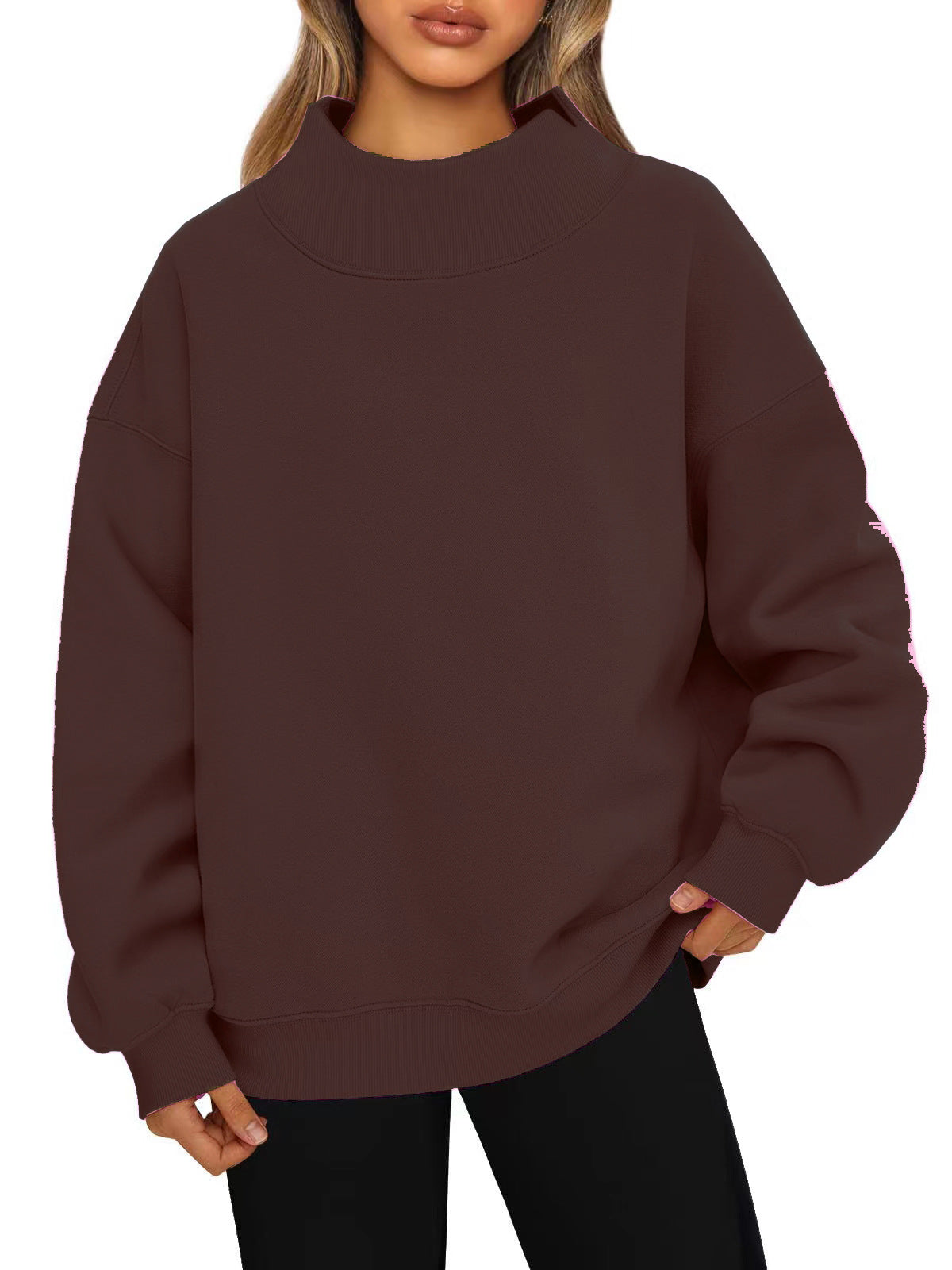 Fleece-Lined Mock-Neck Sweatshirt