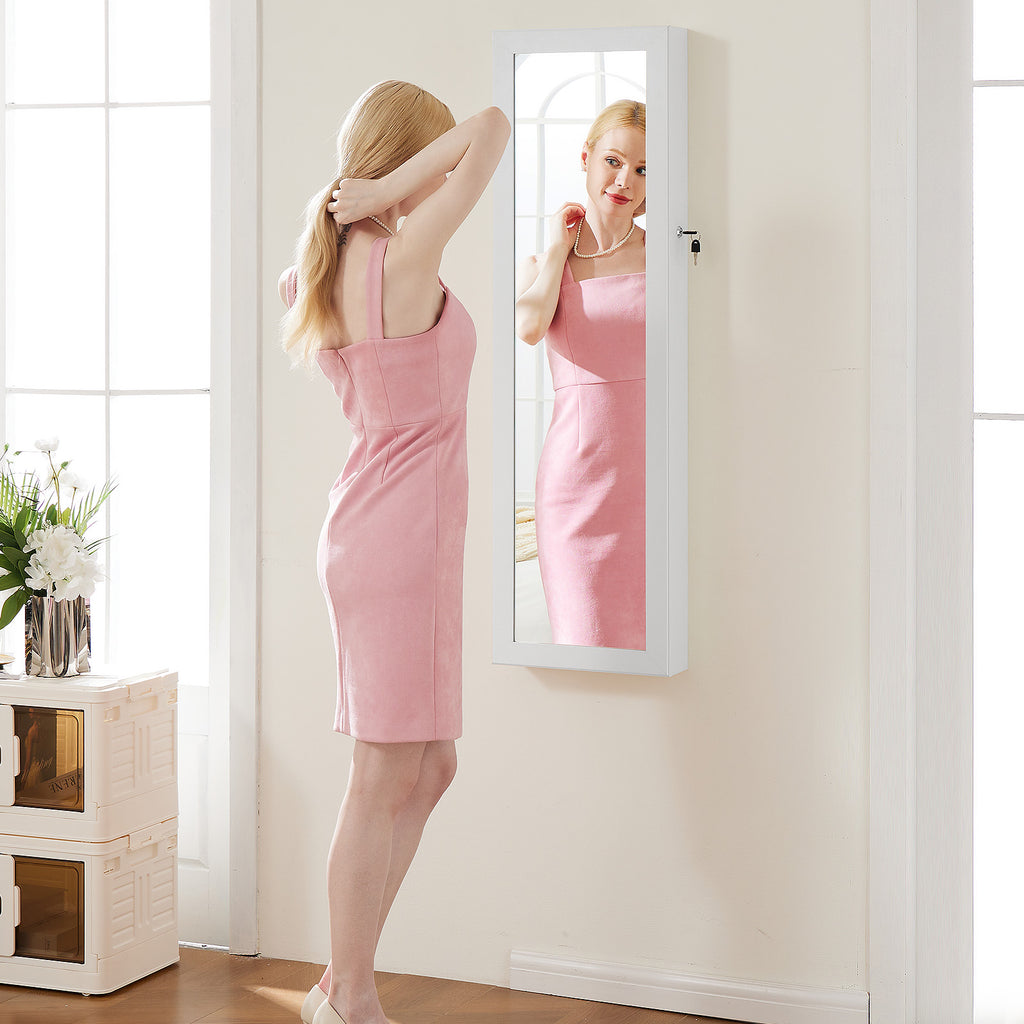 Lockable Mirror Jewelry Armoire