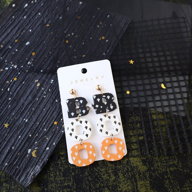"Boo" Halloween Clay Earrings